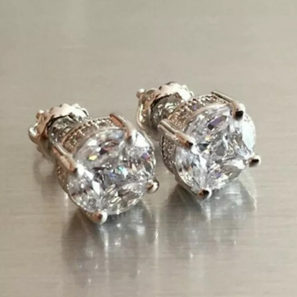 Sterling Silver & Moissanite Stud Earrings